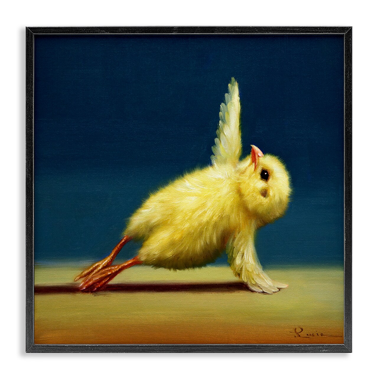 Stupell Industries Yellow Chick Stretching Yoga Framed Giclee Art